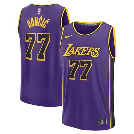 Unisex Los Angeles Lakers #77 Luka Doncic Purple Swingman City Edition Jersey